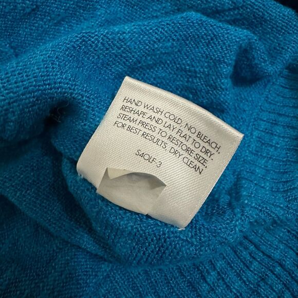 EILEEN FISHER Knit Top Turquoise Sleeveless Linen-Blend Asymmetrical - Picture 7 of 8